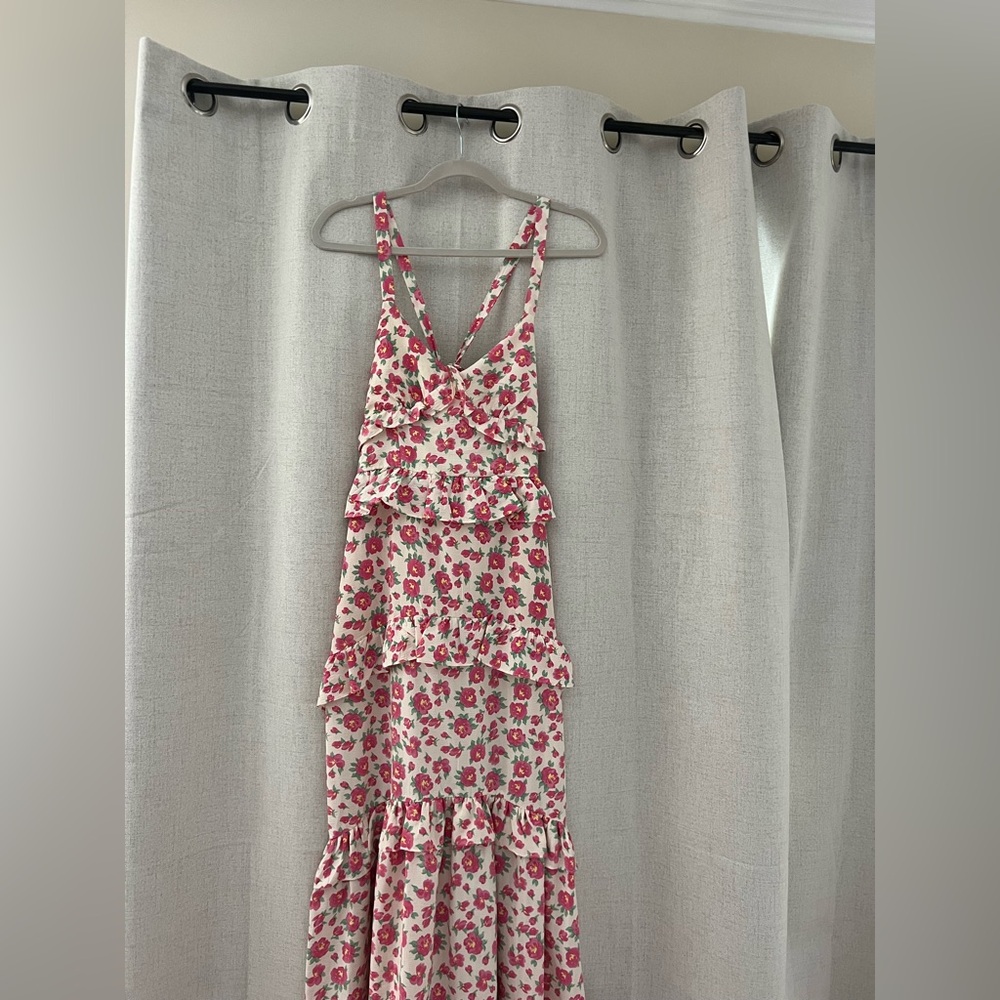 Lush Pink Floral Backless Dress